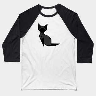 Origami Cat Gray and Black Baseball T-Shirt